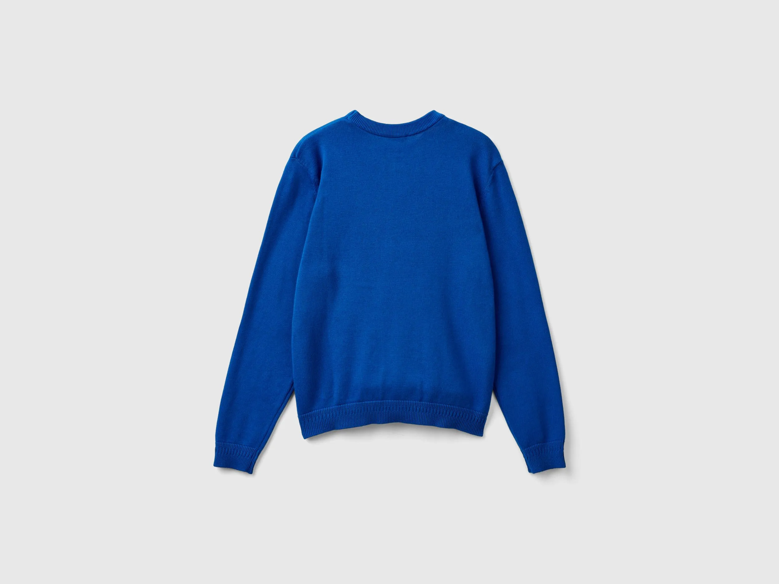 100% cotton crew neck sweater - Bright Blue | Benetton