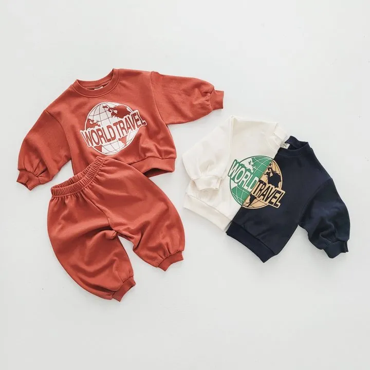 2 Pieces Set Baby Kid Girls Boys Letters Tops And Solid Color Pants Wholesale 231130202