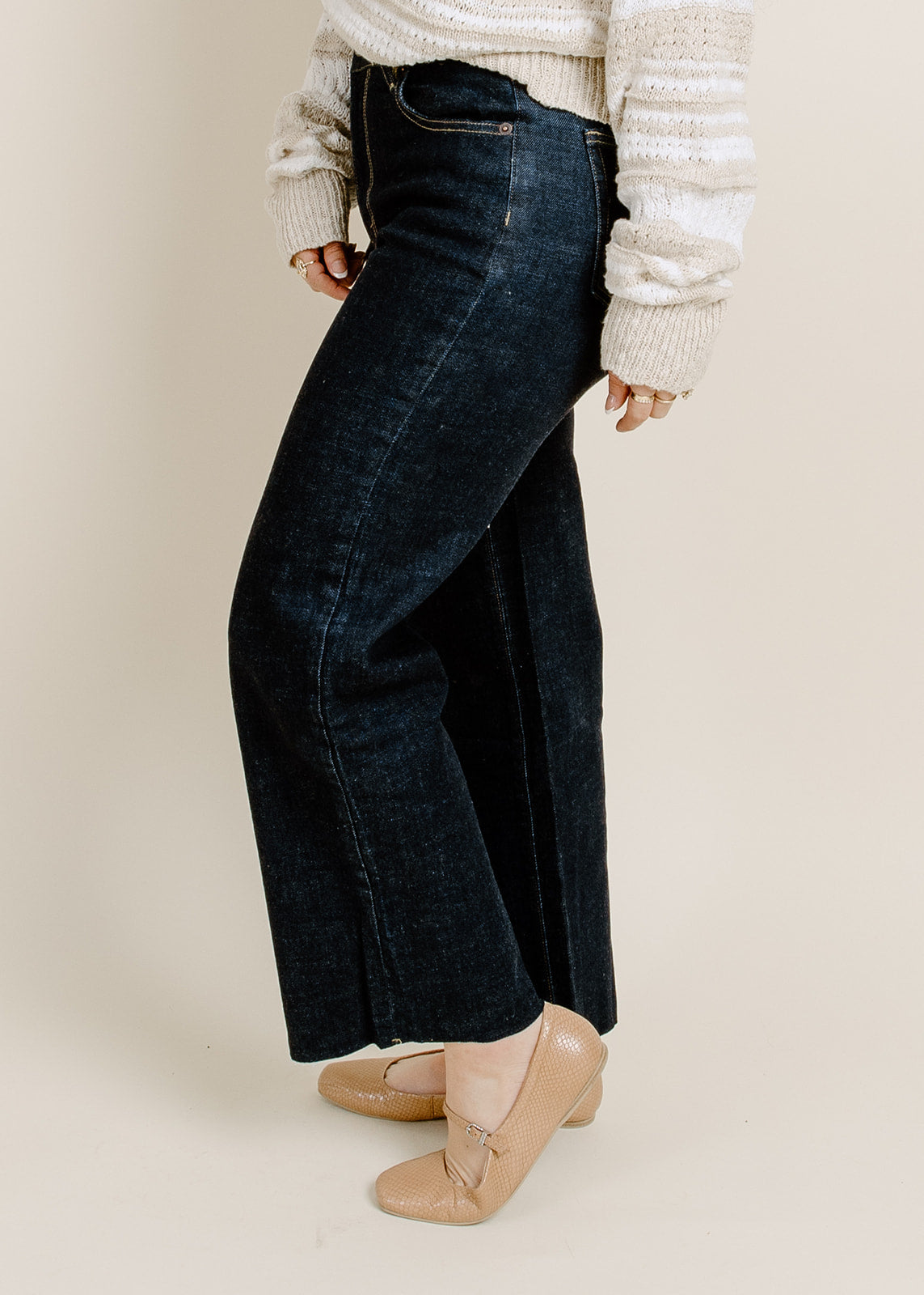 Aberdeen Wide Leg Crop - Navy