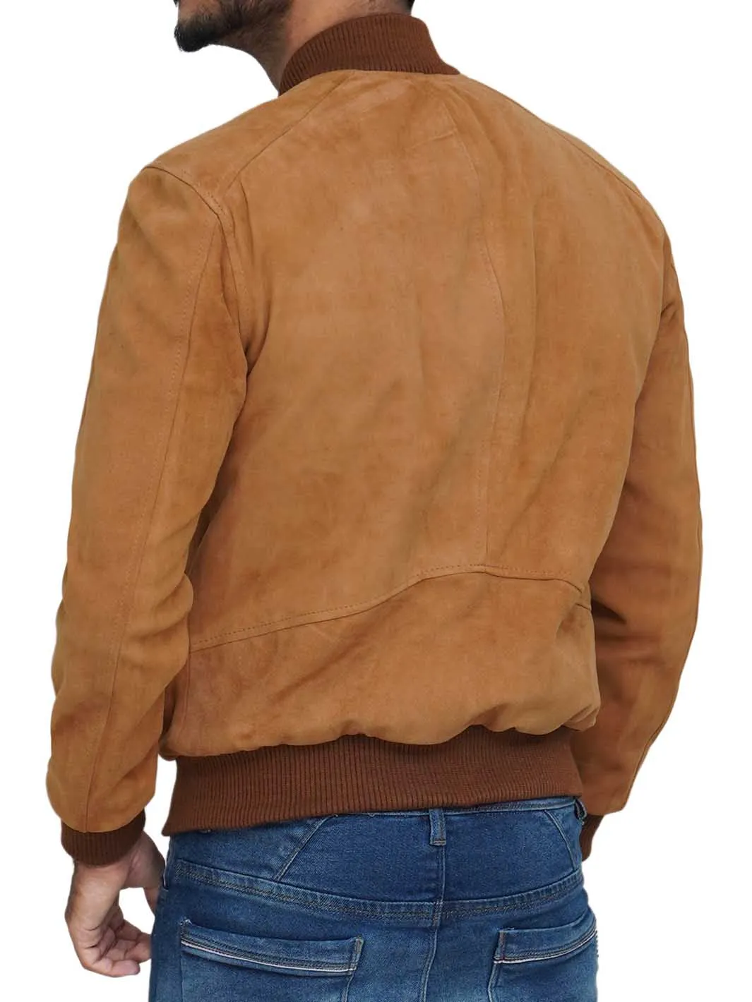 Adamsville Mens  Brown Bomber Suede Jacket