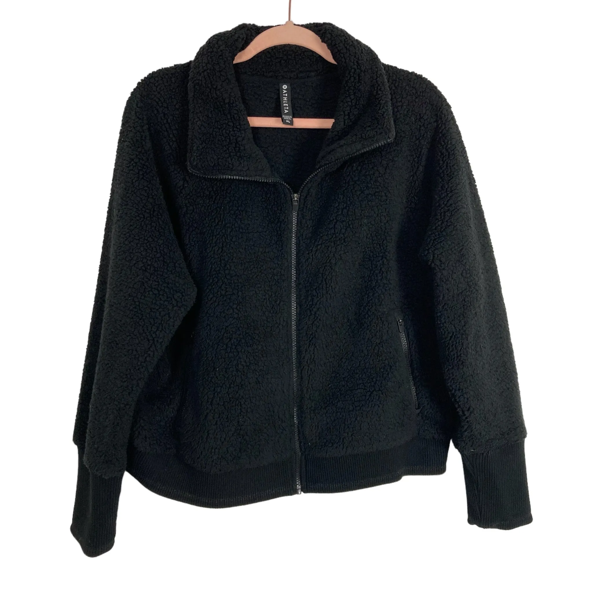 Athleta Black Sherpa Zipper Front Jacket- Size XL (sold out online)