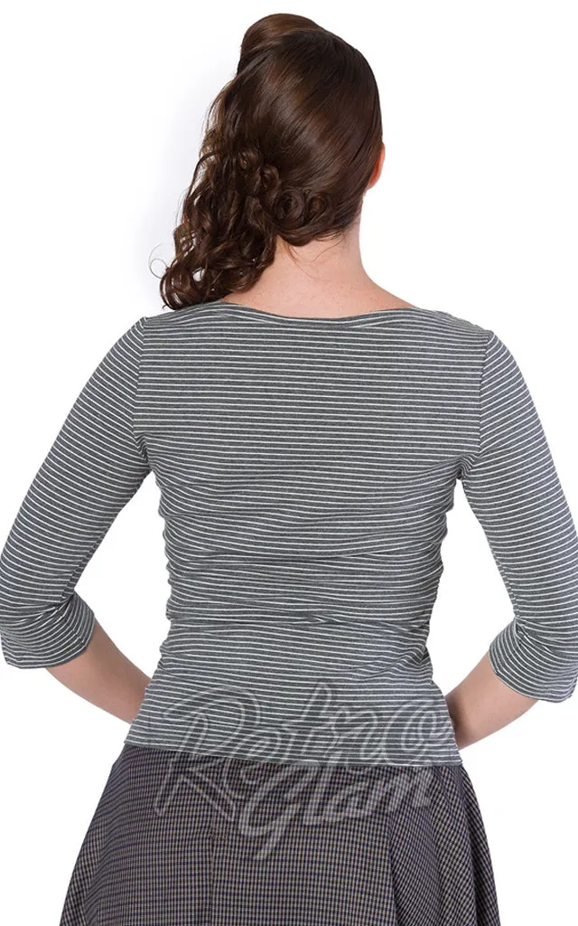 Banned Simply Stripe Top in Black & White - XL left only