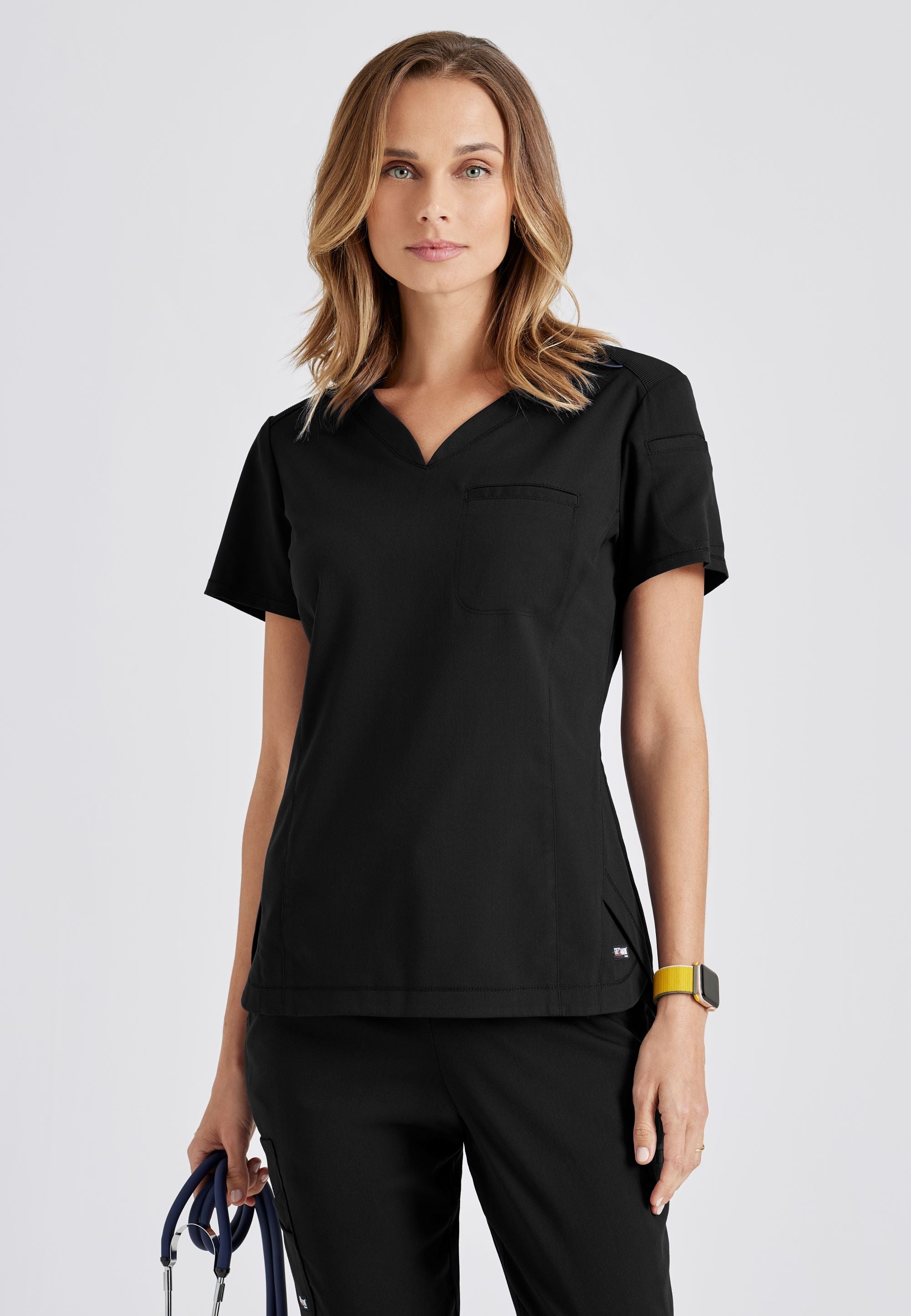 Barco Grey's Anatomy +SpandexStretch GRST136 Capri V-Neck Tuck In Top