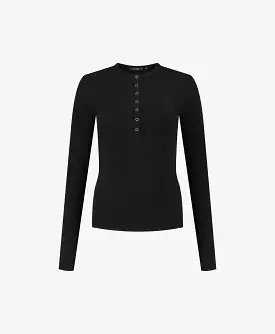 Black Denise Button Longsleeve