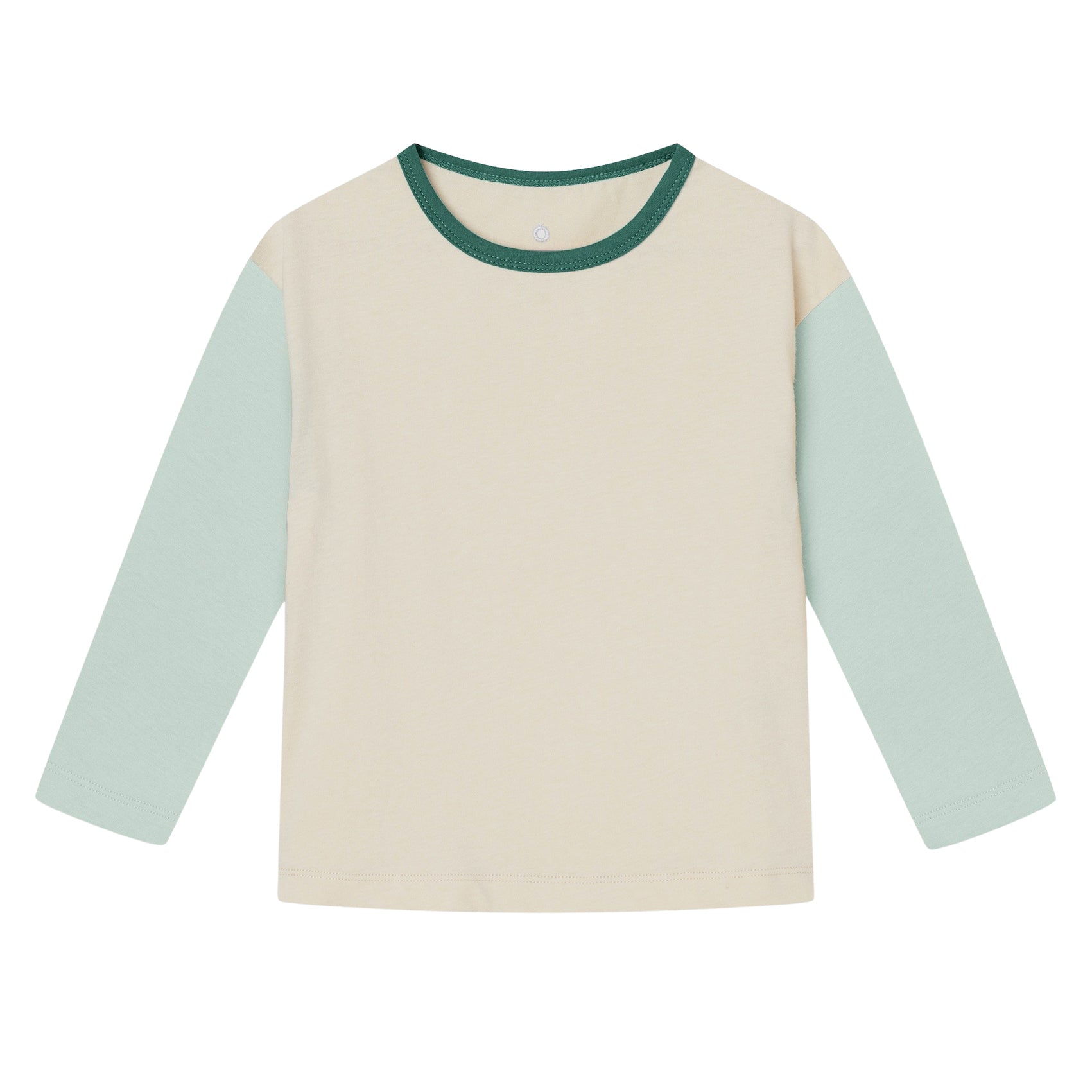 Boxy Longsleeve Colorblocking I Aqua Grey I Forest Green