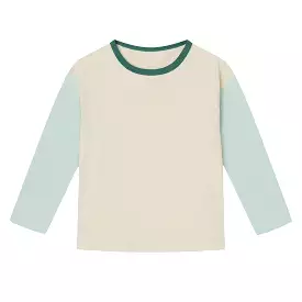 Boxy Longsleeve Colorblocking I Aqua Grey I Forest Green