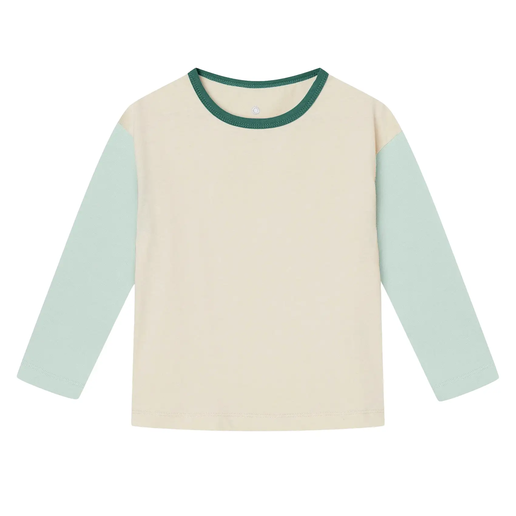 Boxy Longsleeve Colorblocking I Aqua Grey I Forest Green