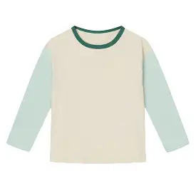 Boxy Longsleeve Colorblocking I Aqua Grey I Forest Green