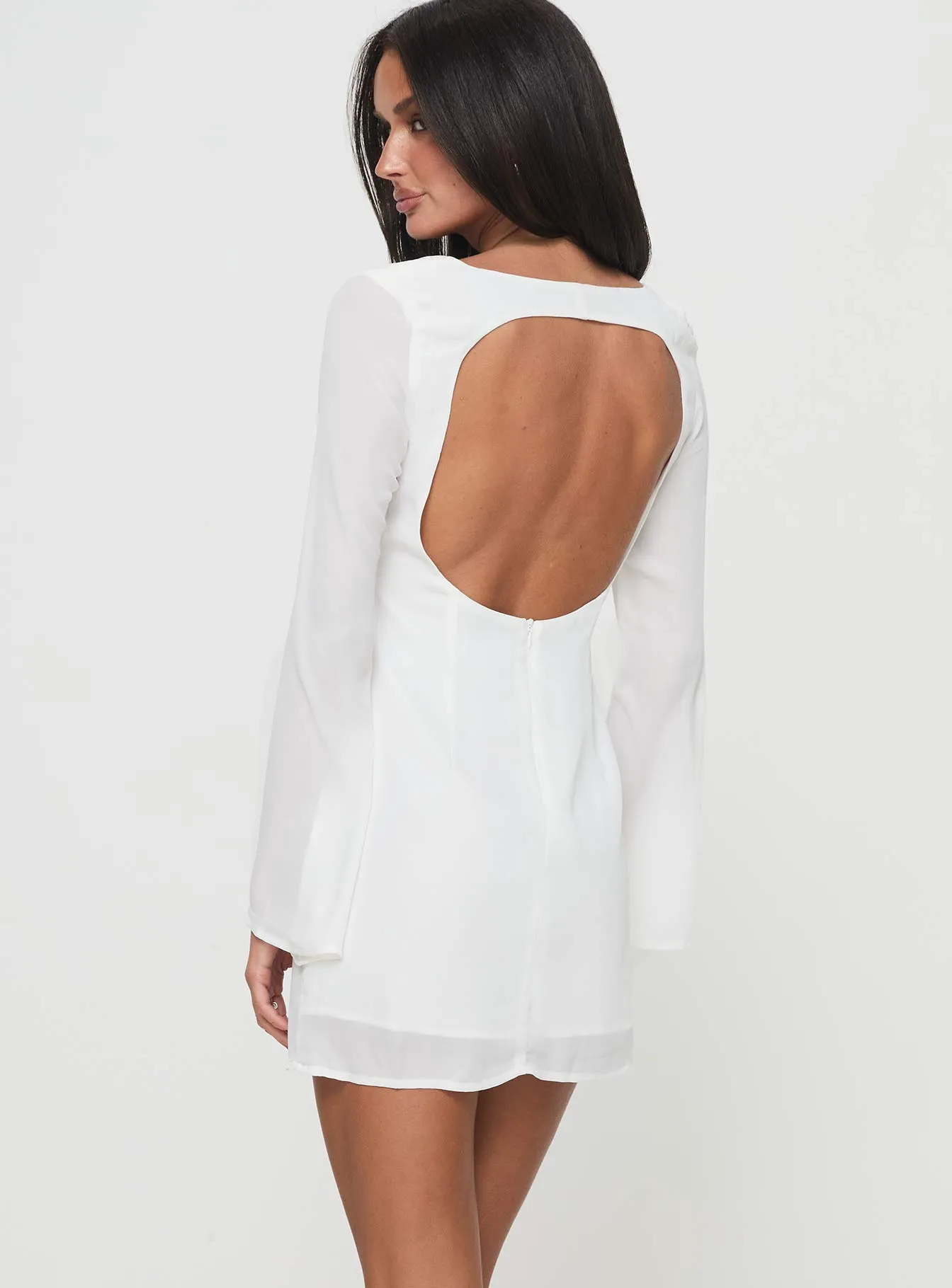 Brunet Long Sleeve Mini Dress White