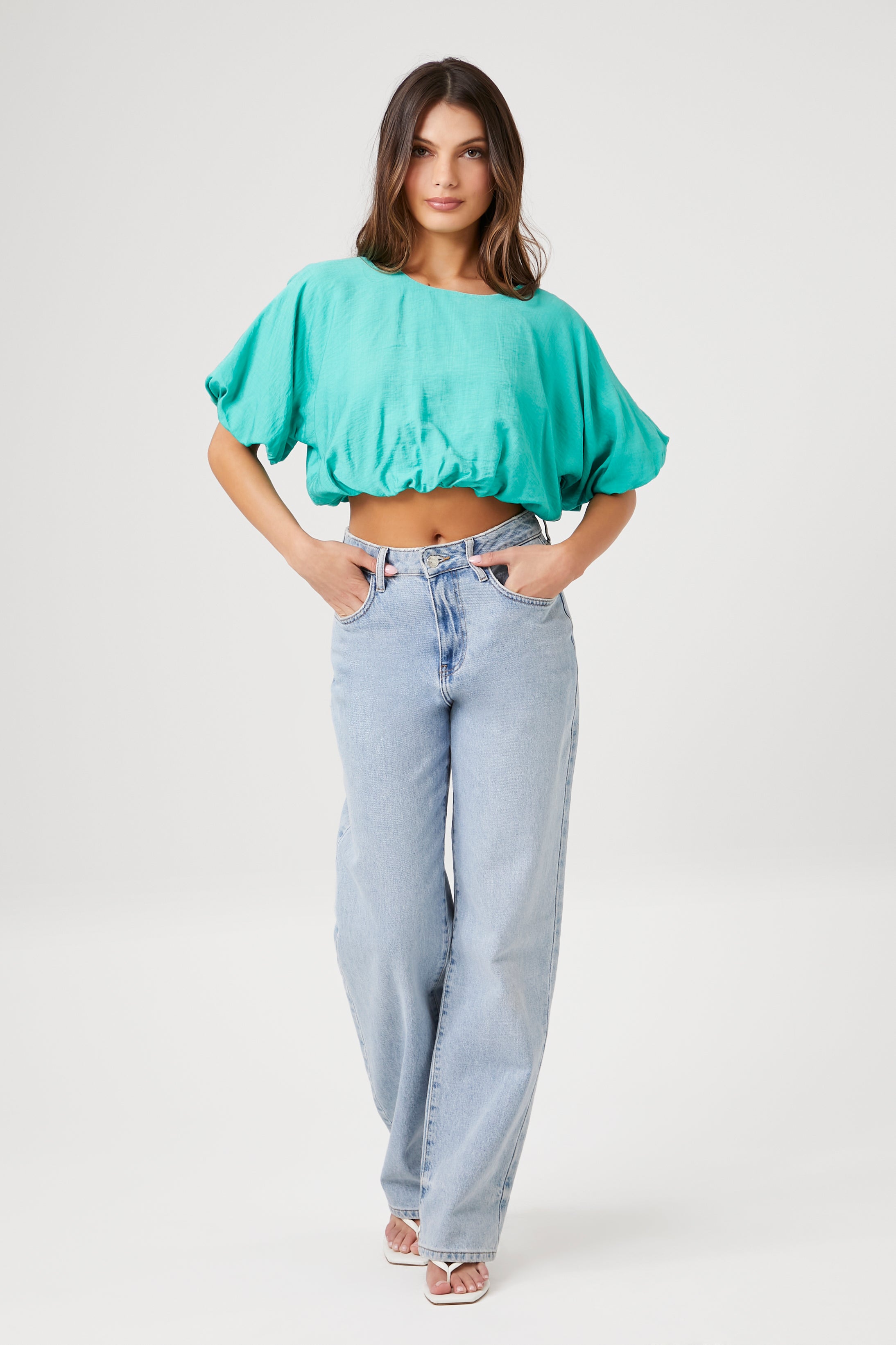 Bubble-Hem Crop Top