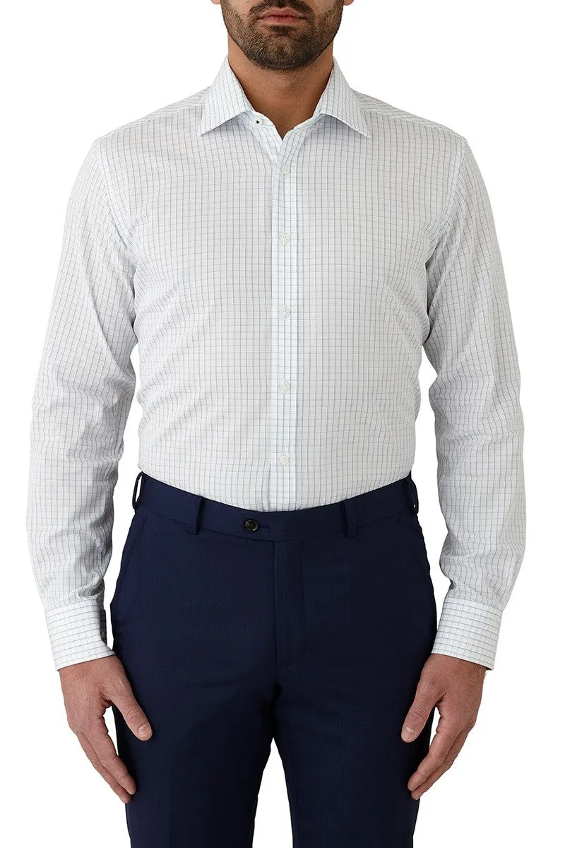 Cambridge Carlton Shirt - White/Blue Fine Check