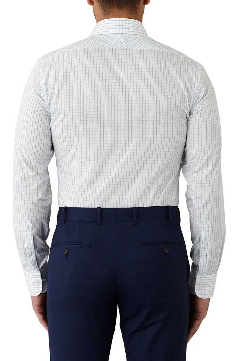 Cambridge Carlton Shirt - White/Blue Fine Check