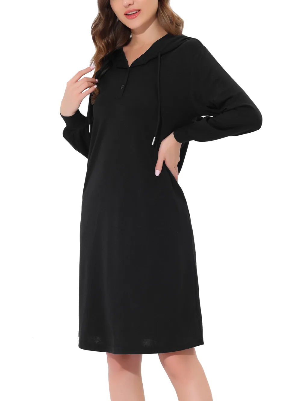 cheibear - Lounge Hoodies Nightshirt with Pockets