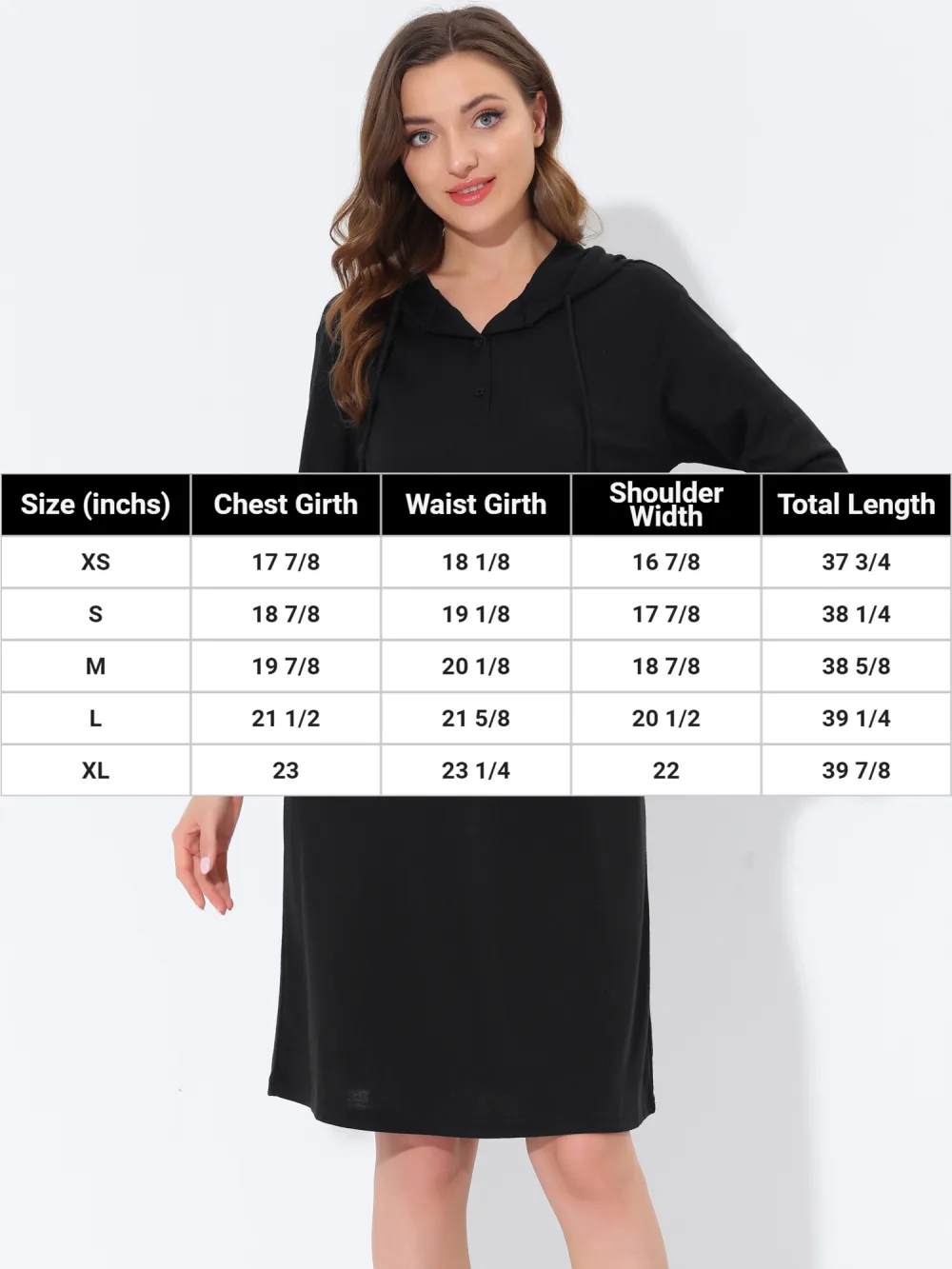 cheibear - Lounge Hoodies Nightshirt with Pockets