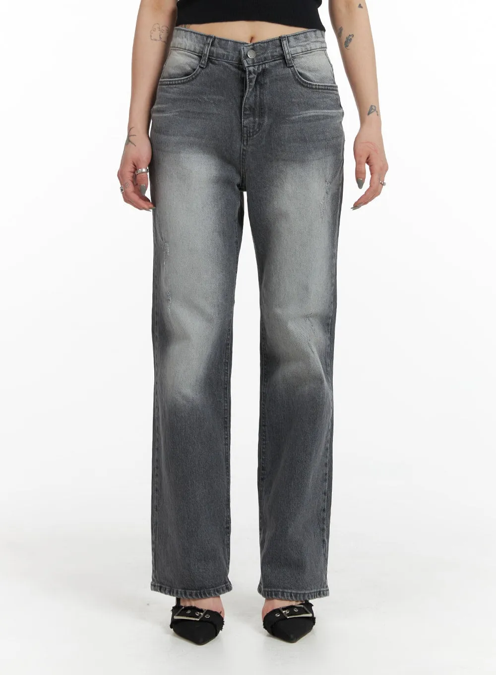 Classic Washed Straight Jeans IF426