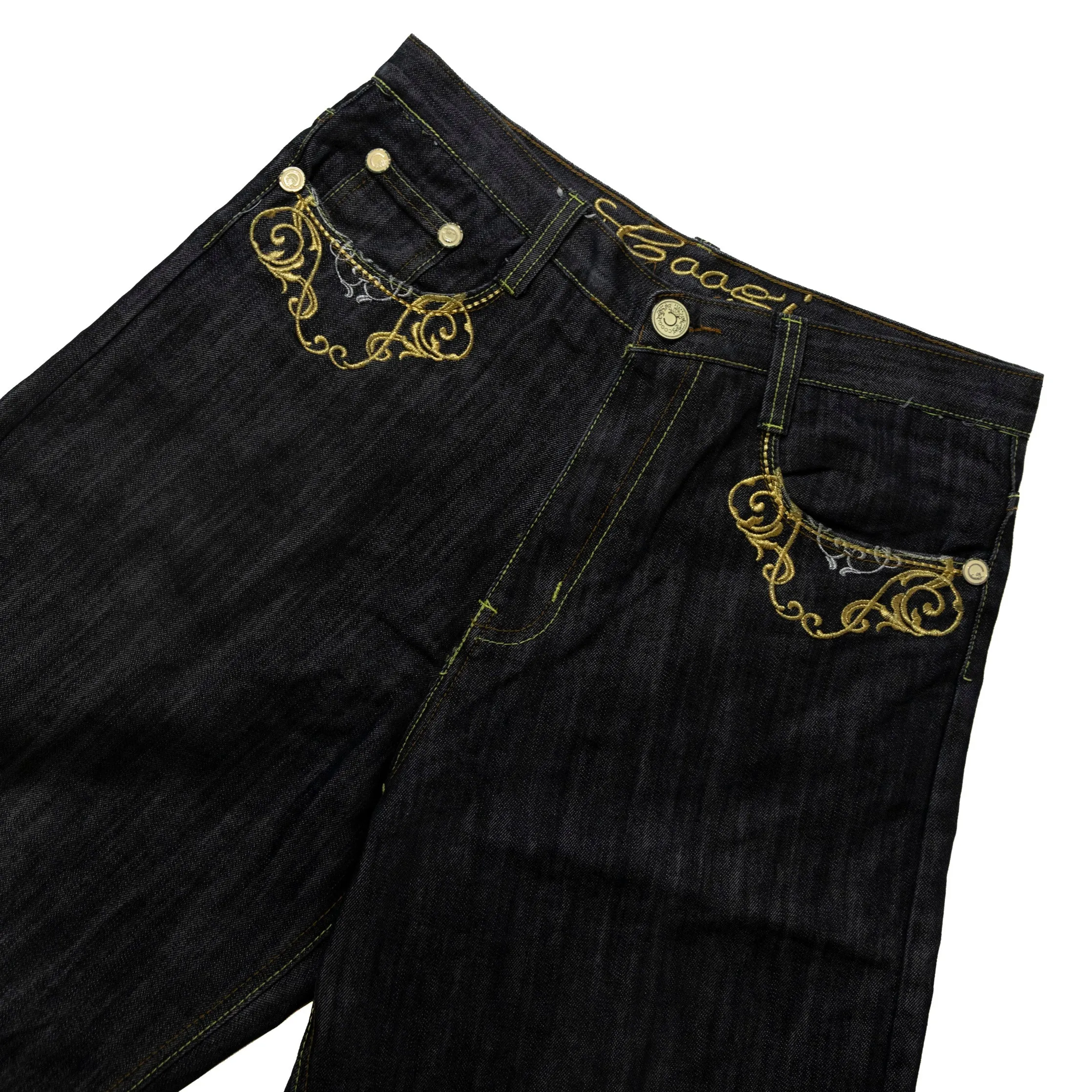 Coogi Dark Wash Gold Embroidery Denim Jorts