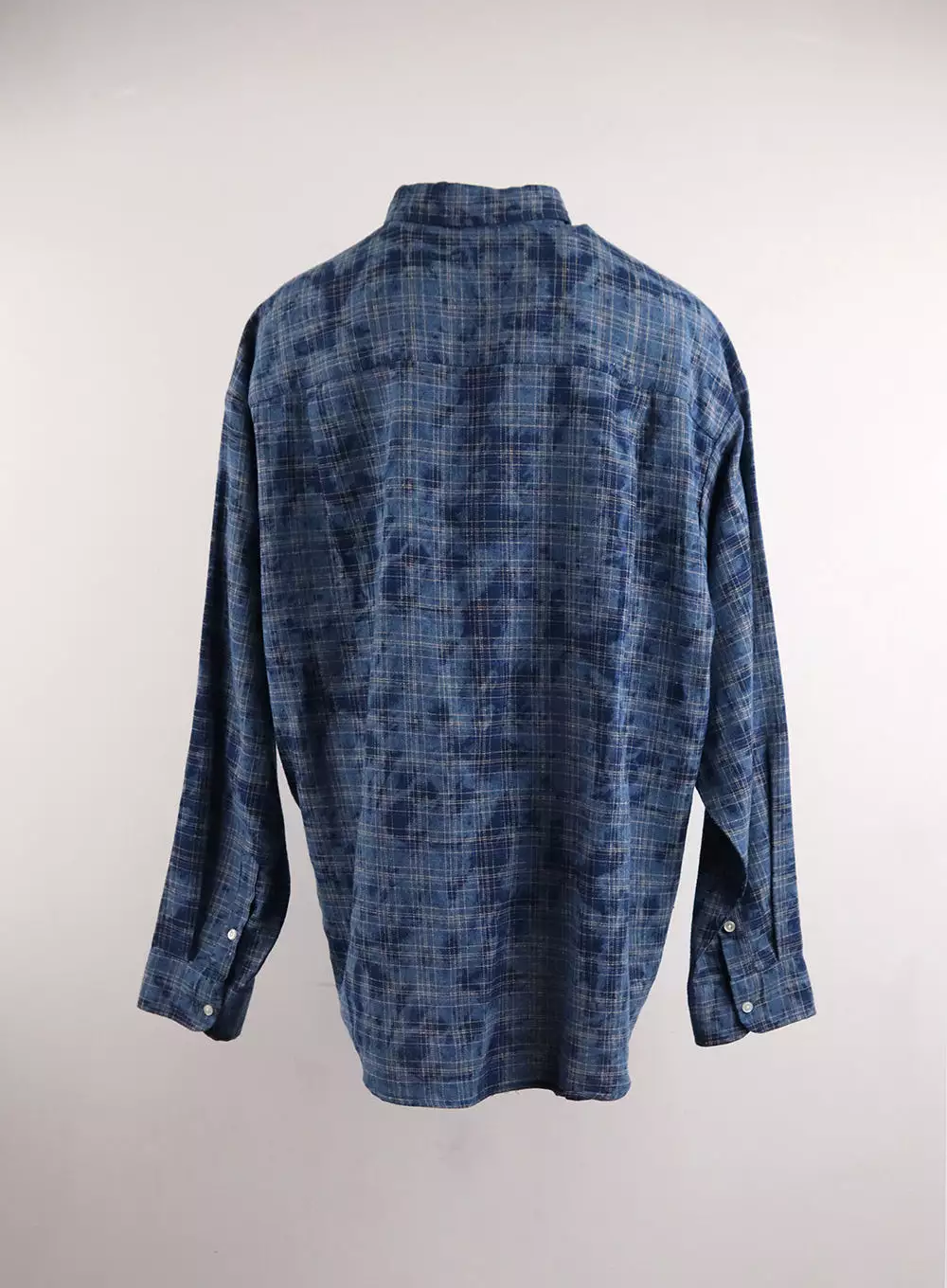 Flannel Collar Plaid Pocket Long Sleeve Blouse (UNISEX) CJ412