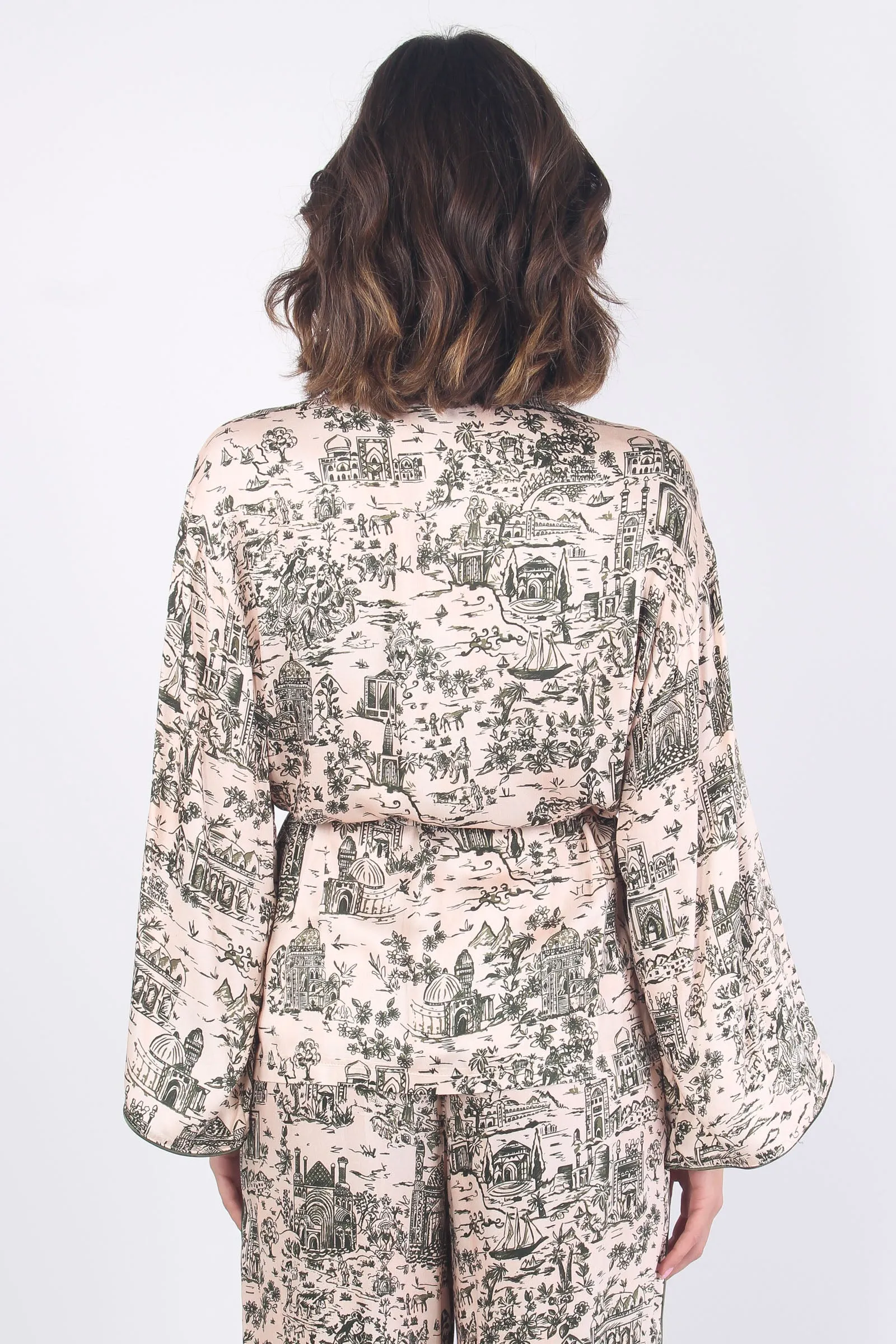 Giacca Kimono Fantasia Cipria/militare