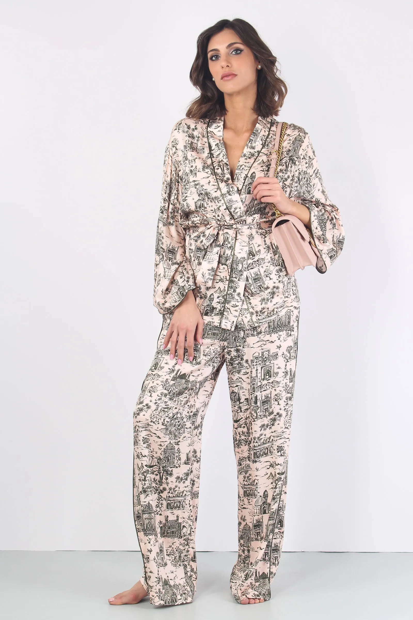 Giacca Kimono Fantasia Cipria/militare