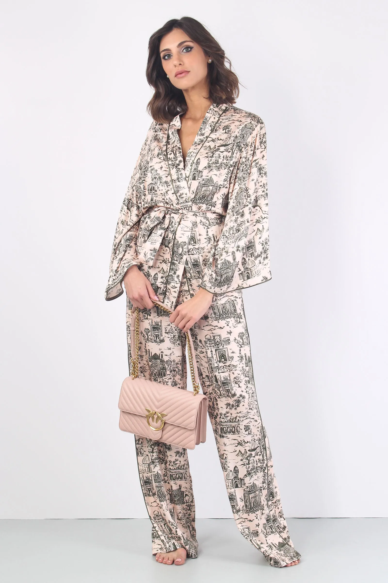 Giacca Kimono Fantasia Cipria/militare