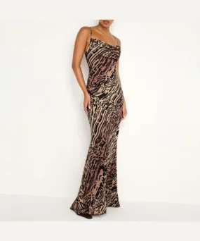 Good American Chiffon Bias Cowl Maxi Dress