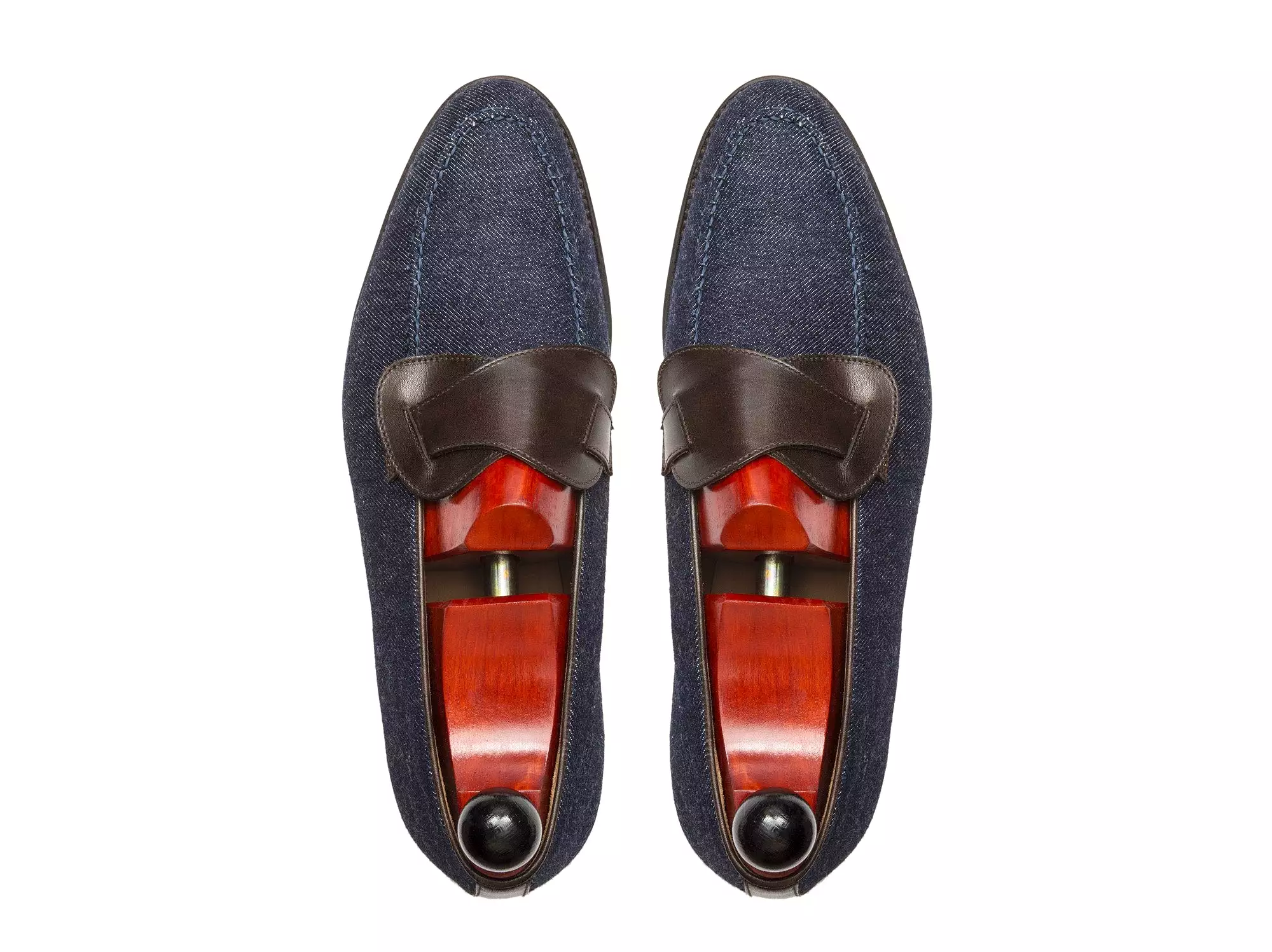 Hawthorne - MTO - Blue Denim / Dark Brown Museum Calf - TMG Last - Single Leather Sole