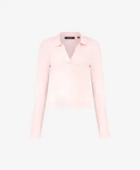 Ice Pink Ada Knit Longsleeve Polo