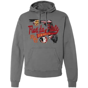 Image One Adult/Unisex Vault Florida State Seminoles Multi Logo Design Hood - Heather Grey