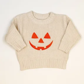 Jack o' Lantern on Cream | Embroidered Sweater