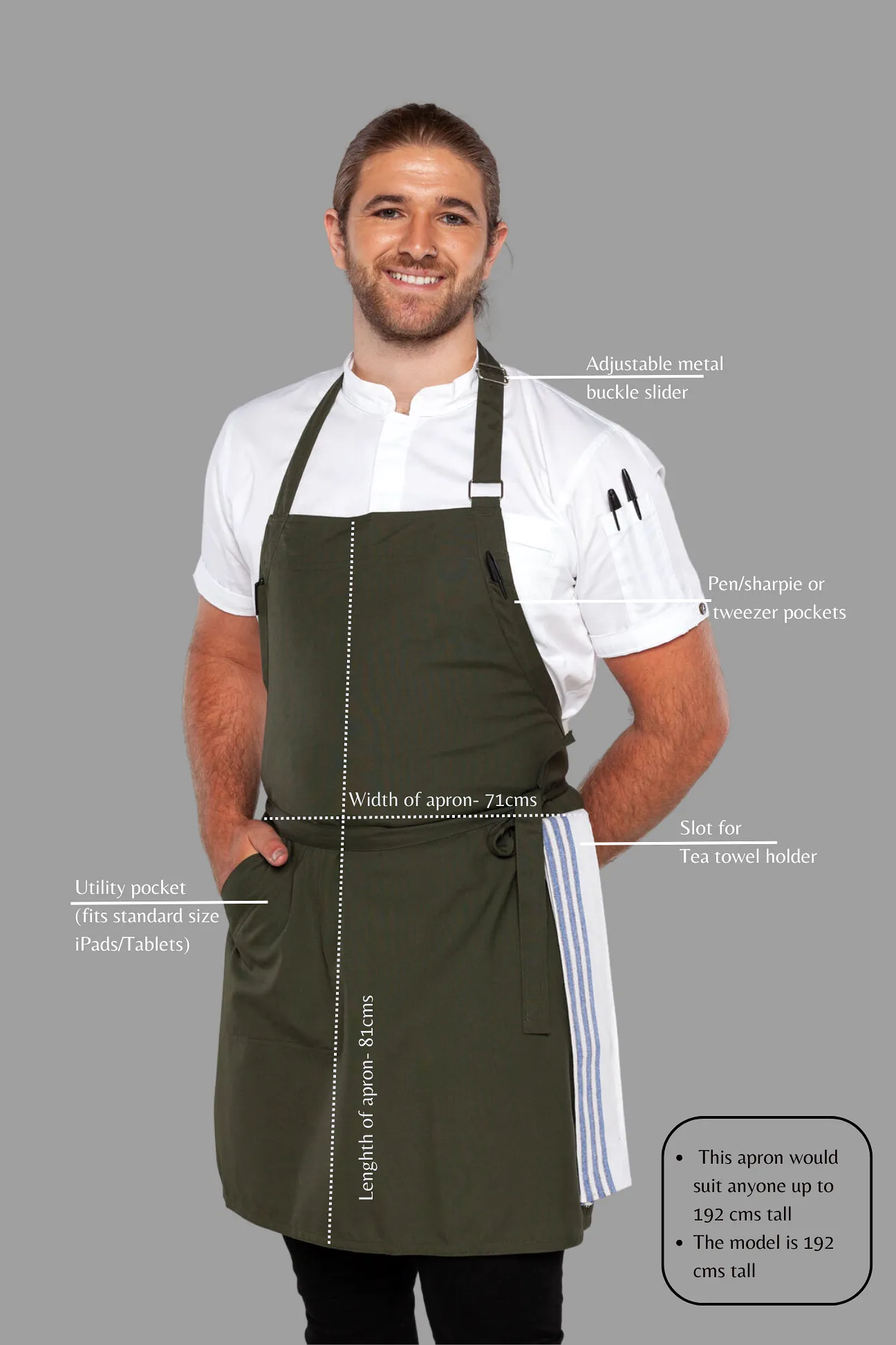 Josh Dark Green bib Small size Apron