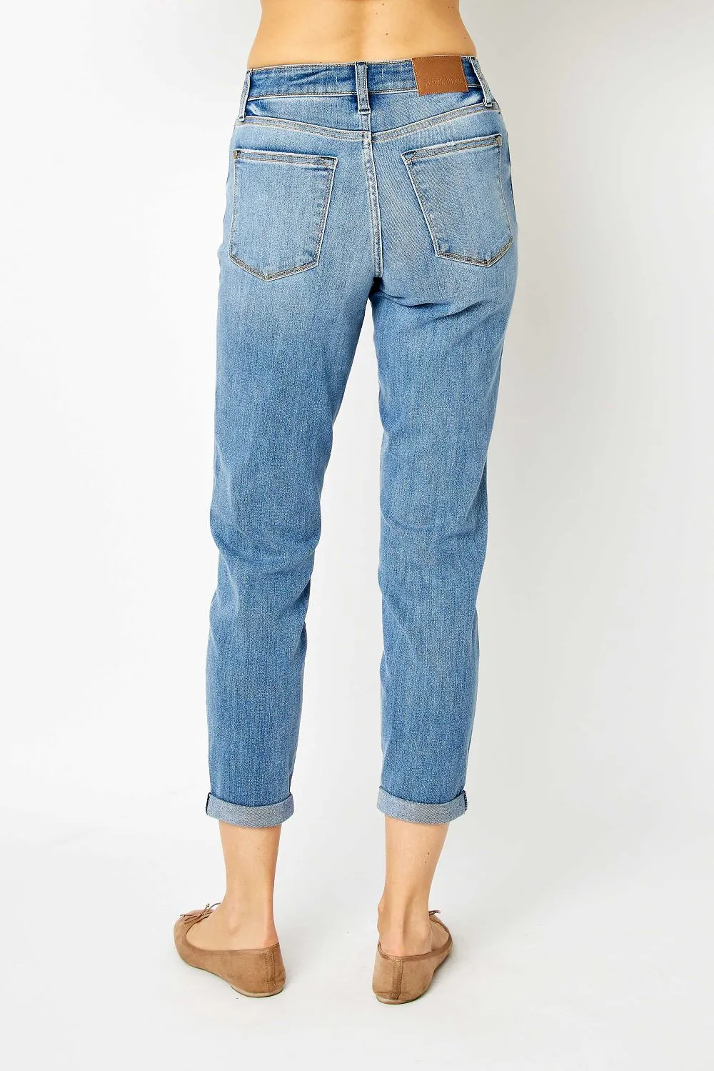 'Judy Blue' Women's Slim Midrise Cuffed Jeans - Medium Blue Wash