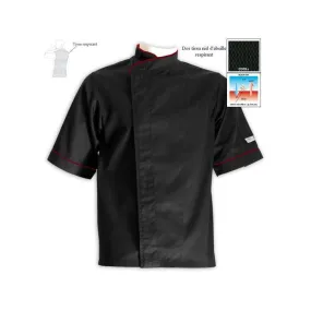 Large size kitchen Coat in lily black/burgundy - MANELLI