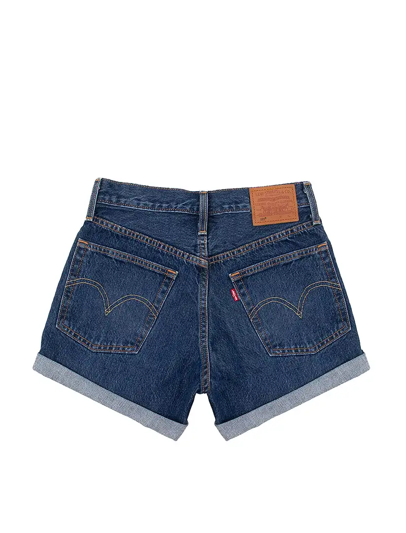 Levis Mid Rise Shorts Dark Blue Denim