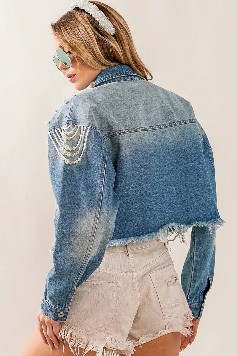 Little Miss Priss Pearly Denim Jacket