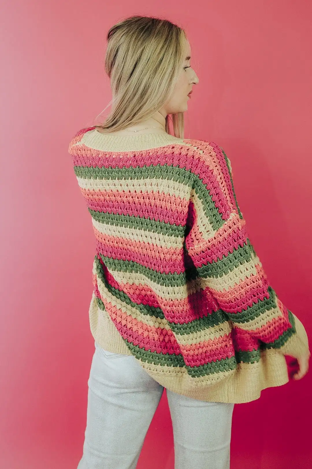 Love Drunk Striped Crochet Cardigan