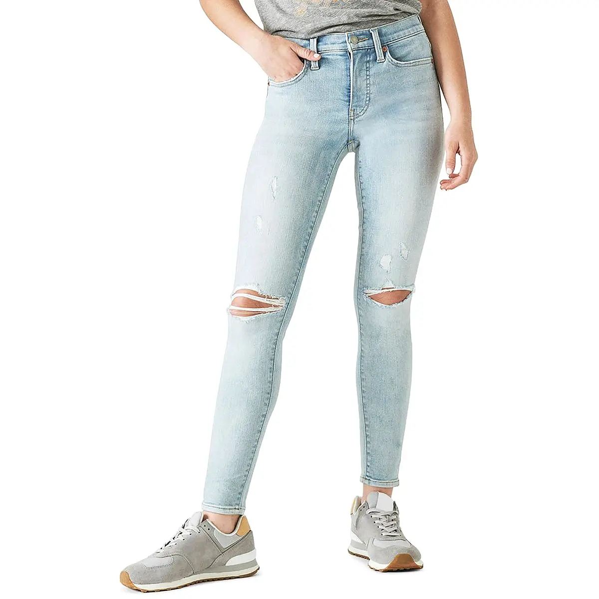 Lucky Brand Womens Destroyed Light Wash Skinny Jeans