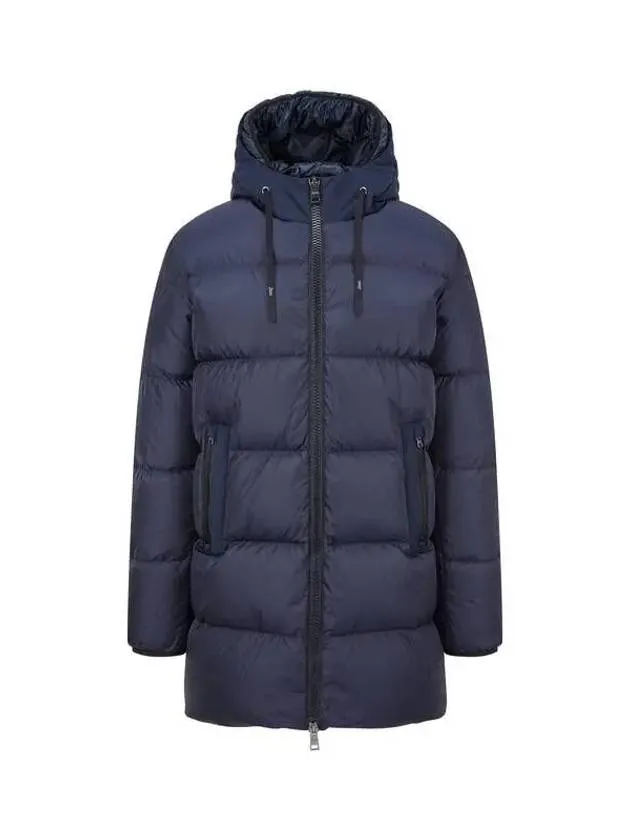 Men s hooded zip up down padded coat navy 270351