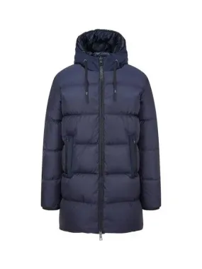 Men s hooded zip up down padded coat navy 270351