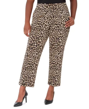 Michael Kors Women's Cheetah Print Slim Pants Brown Size 1X