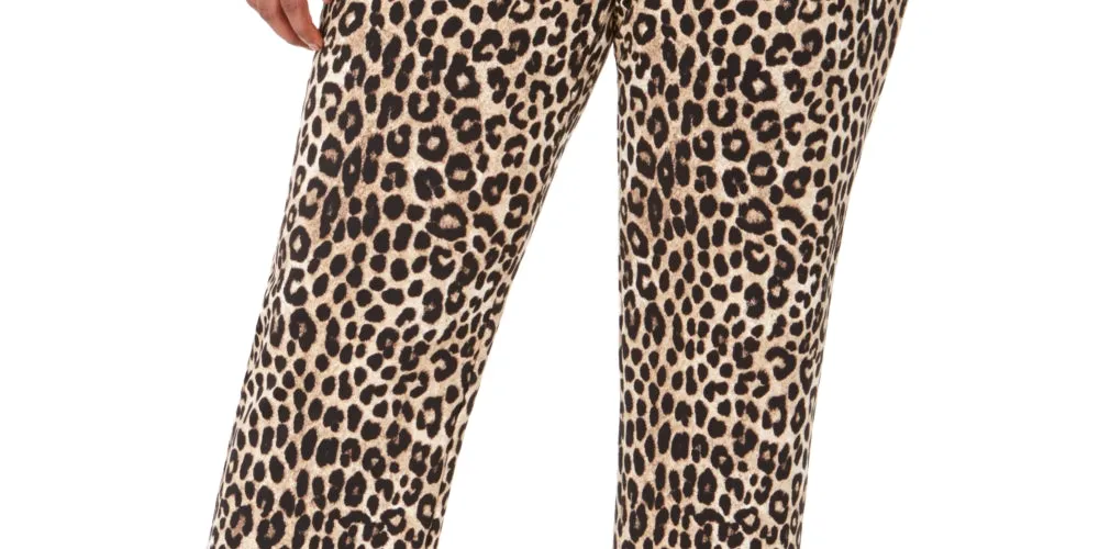 Michael Kors Women's Cheetah Print Slim Pants Brown Size 1X