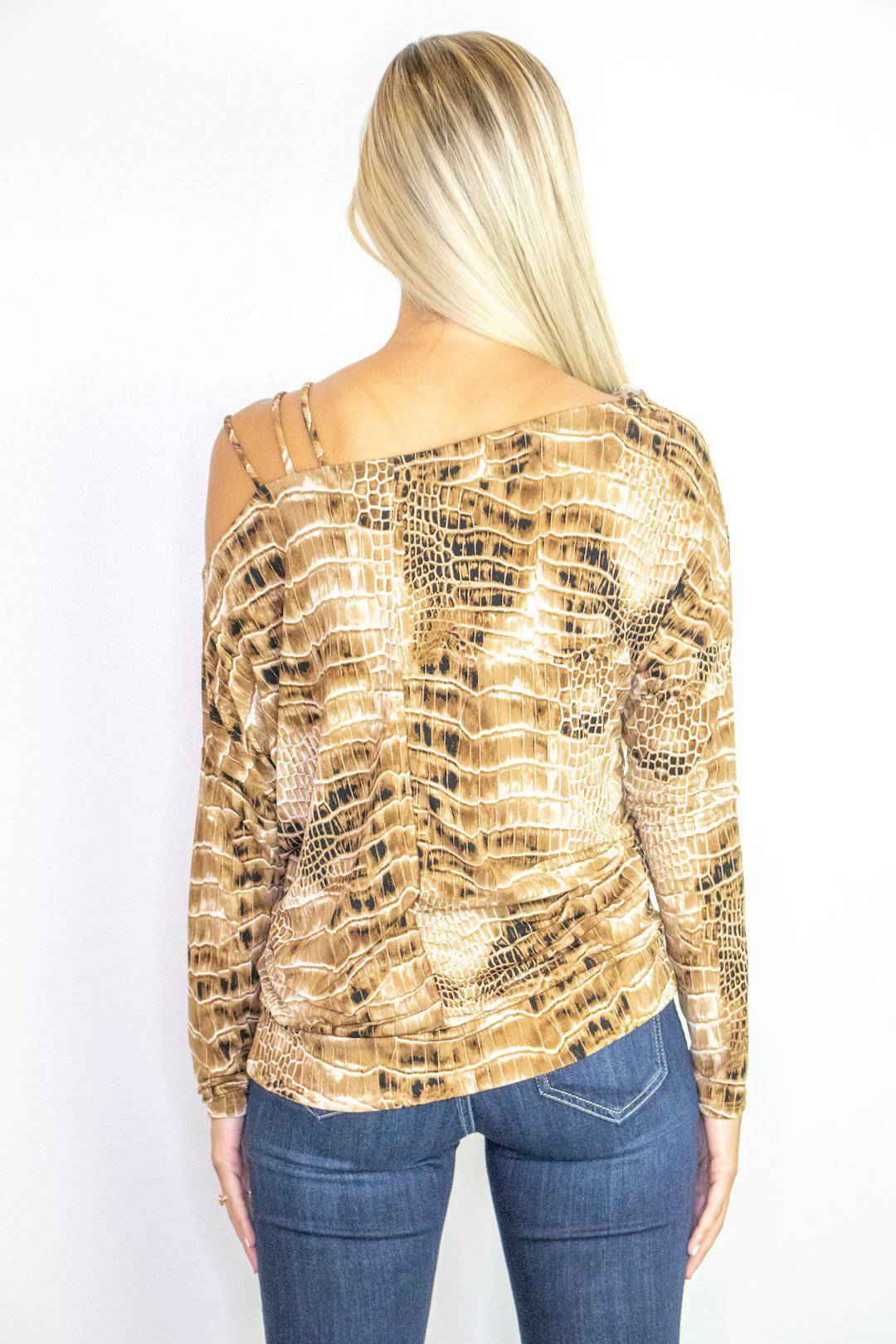 Off Shoulder Snake Print Top