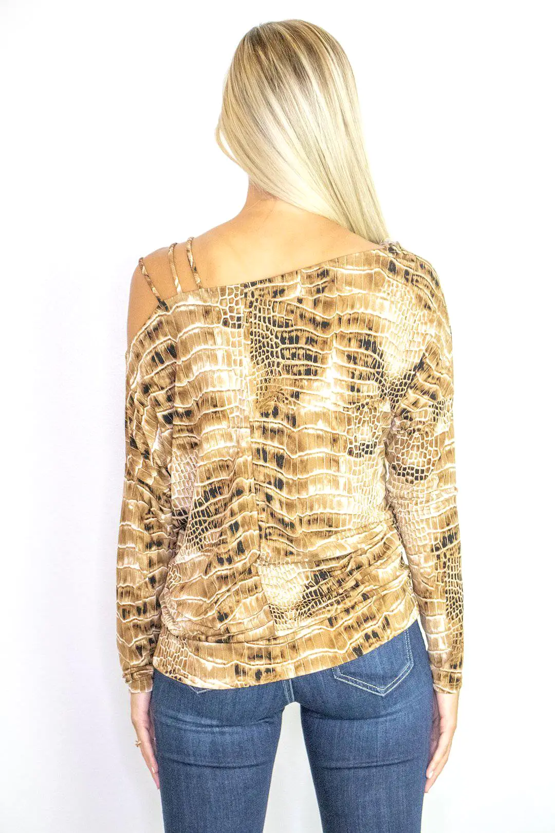 Off Shoulder Snake Print Top