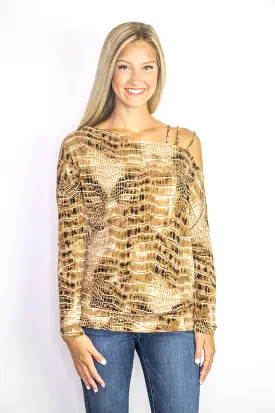 Off Shoulder Snake Print Top