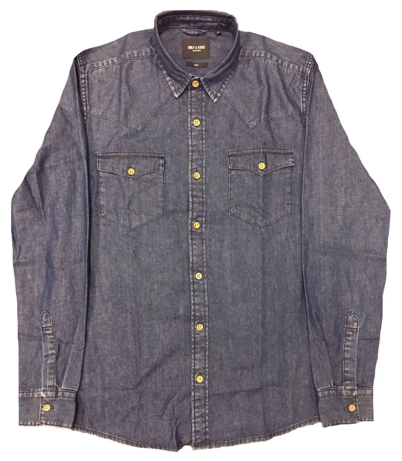 Only & Sons Originals Denim Long Sleeve Shirt Dark Blue