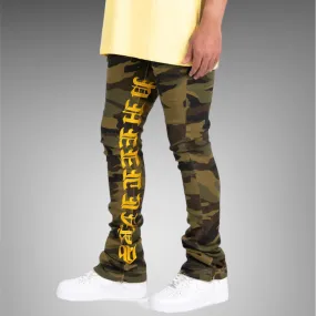 Pheelings Against All Odds Flare Stack Denim PH-SS23-52 Camo Yellow