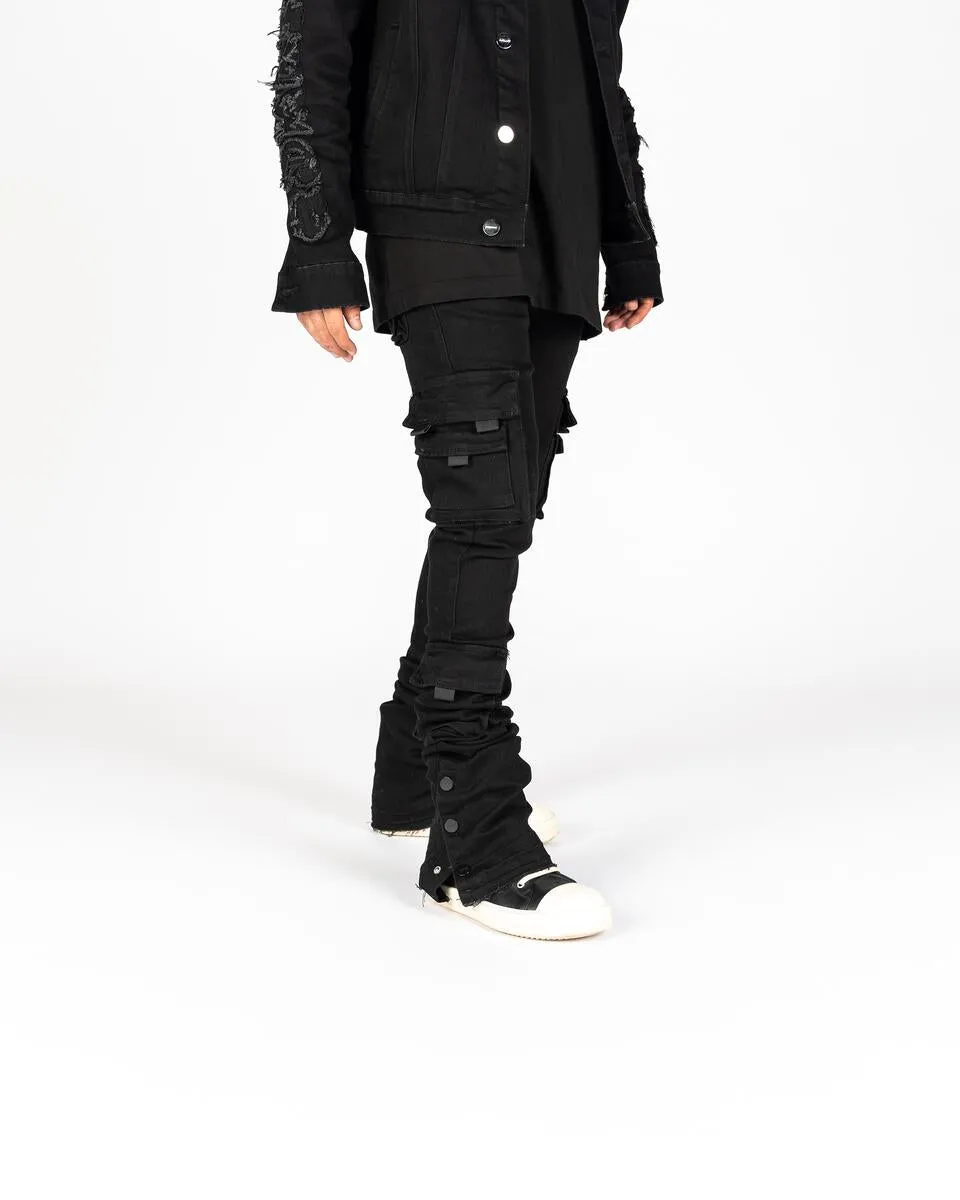 PHEELINGS EMPOWERED ESSENCE CARGO FLARE STACK DENIM (PH-FW23-29) BLACK