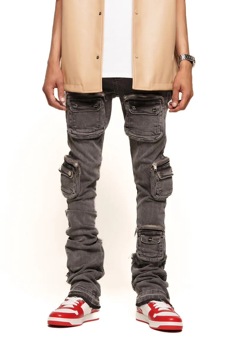 PHEELINGS JOURNEY TO GREATNESS CARGO FLARE STACK DENIM (PH-SS24-26)CHARCOAL GREY