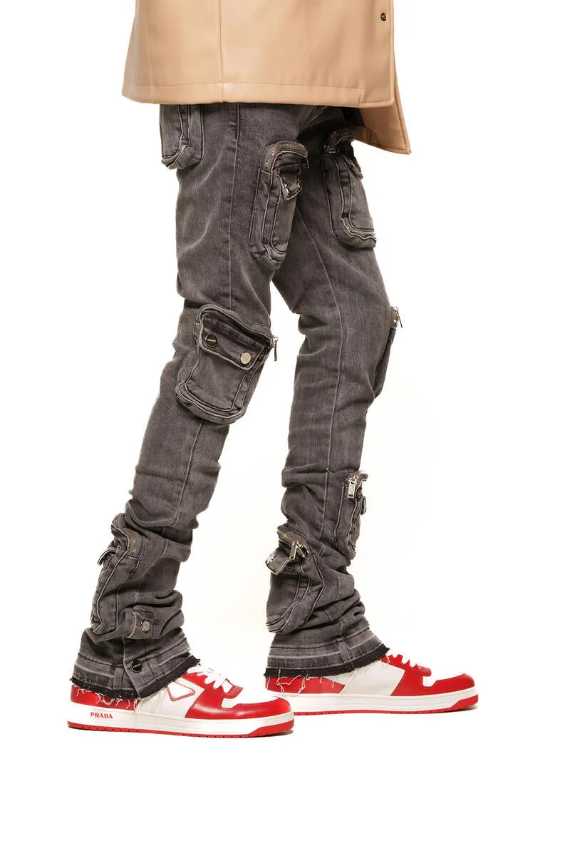 PHEELINGS JOURNEY TO GREATNESS CARGO FLARE STACK DENIM (PH-SS24-26)CHARCOAL GREY