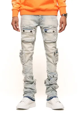 PHEELINGS JOURNEY TO GREATNESS CARGO FLARE STACK DENIM (PH-SS24-29)LIGHT BLUE