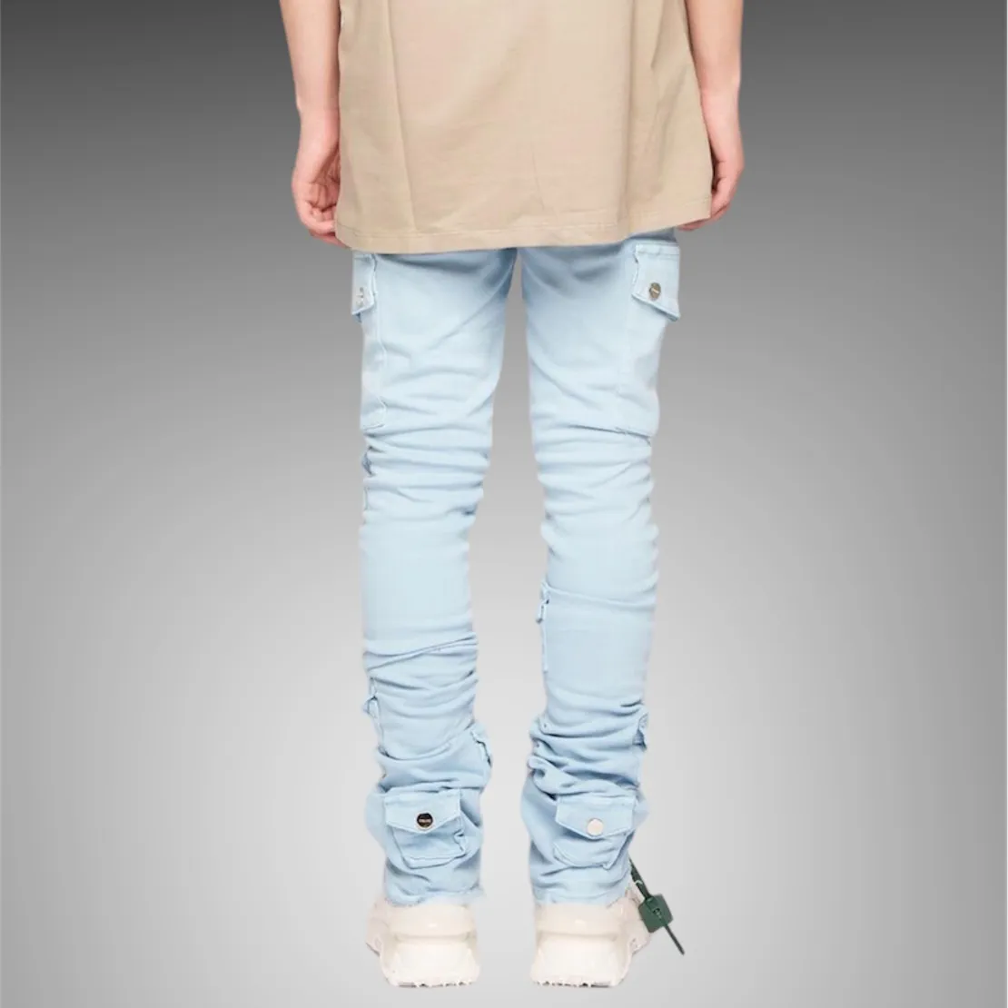 Pheelings My Pleasure Cargo Flare Stack Denim Ph-SS23-25 Sky Blue